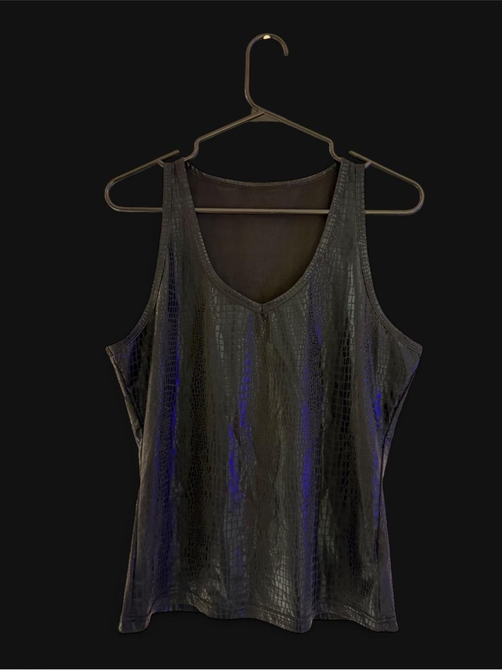 Black Faux Leather Croc-Embossed Tank Top 🖤